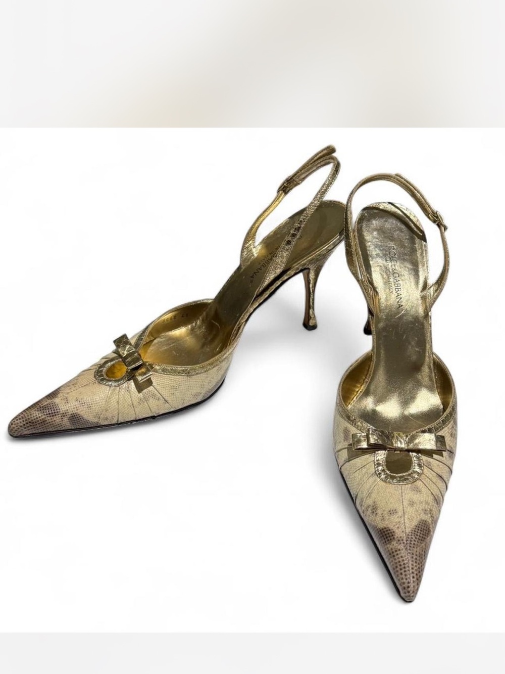 Authentic Vintage Dolce & Gabbana Python Leather & Eel Skin Slingbacks